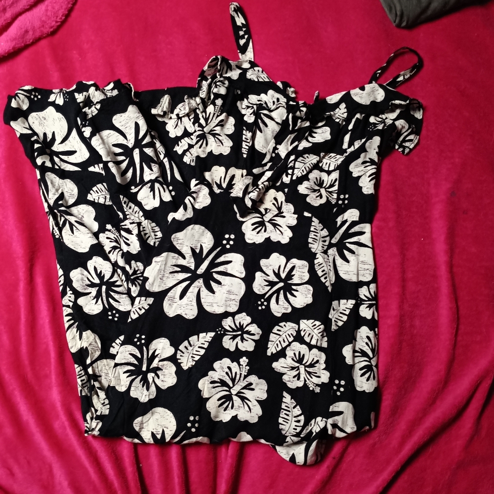 Floral Black and White Women's Dress